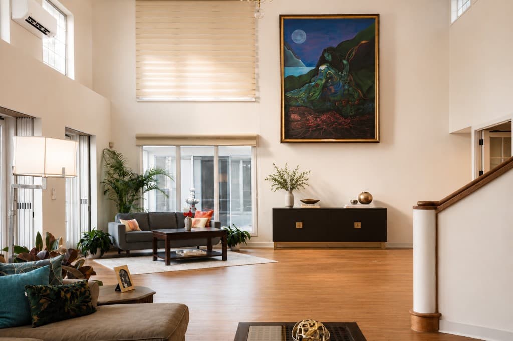 Living room with large-scale artwork